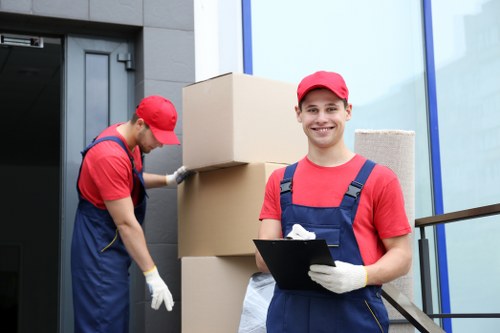 Furniture and boxes prepared for transport by a Dulwich man and van service