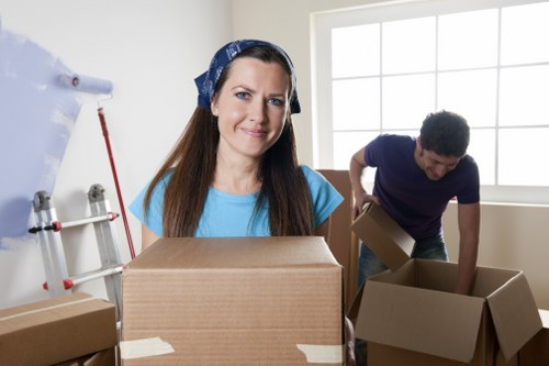 Packed boxes and furniture ready for a local Dulwich home move