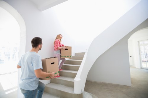 Furniture and household items secured inside a removals van