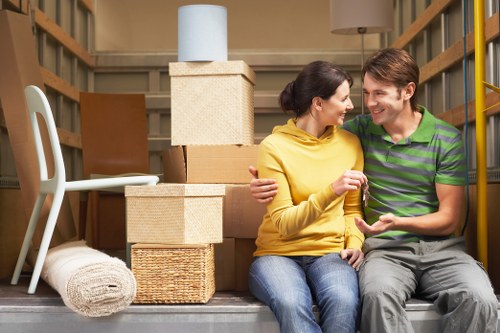 Packed boxes and furniture ready for removals in Dulwich